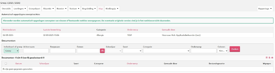 Conceptnotities van groepen kun je in de groep terugvinden via Map
