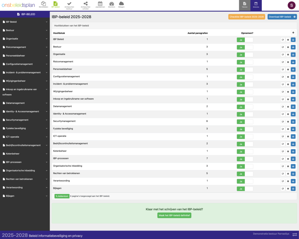 ParnasSys Schoolkwaliteit module IBP-beleid