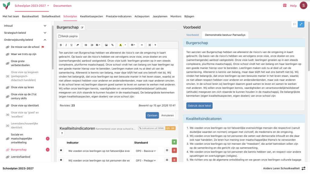 Schoolkwaliteit OBP en MSP interface