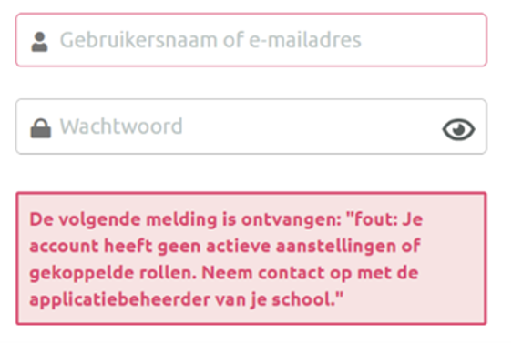 Melding inloggen mislukt