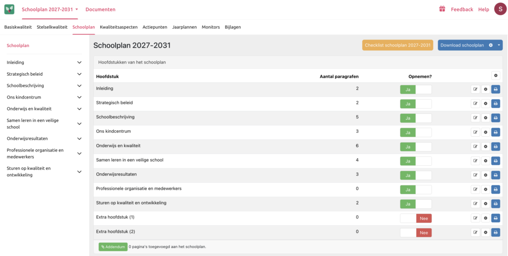 Schoolkwaliteit Mijnschoolplan schoolplan inhoud