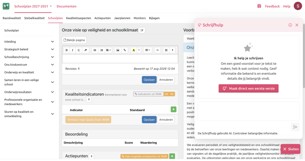 Schoolkwaliteit AI Schrijfhulp